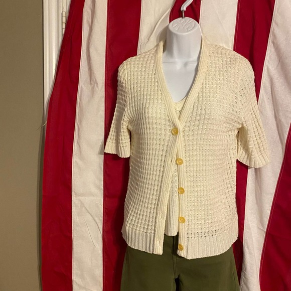 VINTAGE James Kenrob Knit Sexy Womens Size 14 Off-White Sweater Set - Picture 2 of 5